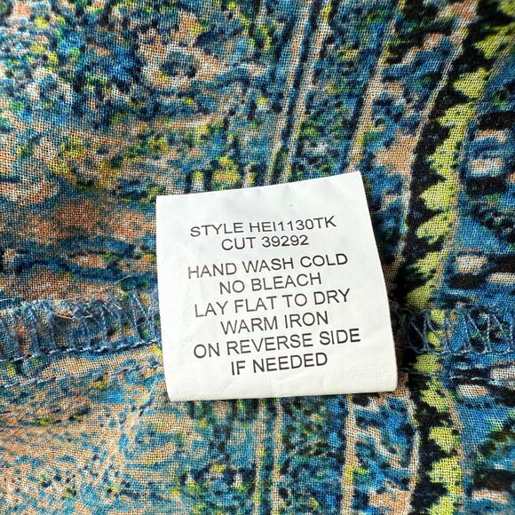 Fig & Flower Anthropologie Boho Top Womens Medium Green Blue Tunic Hippie Blouse - Picture 10 of 11